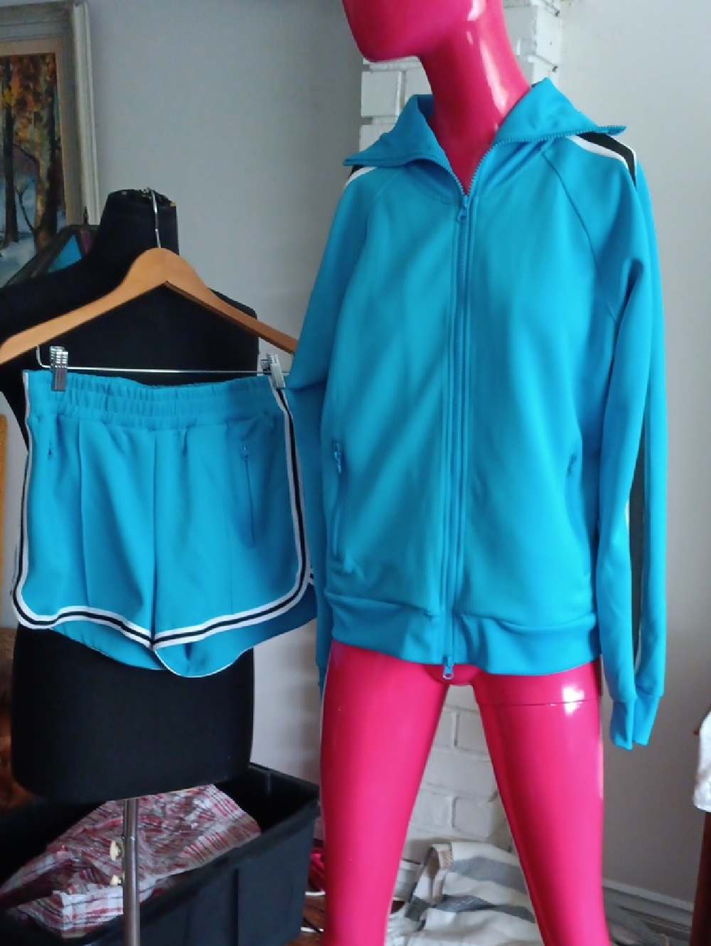HalfheartTurquoise Athletic Jacket and Shorts Set